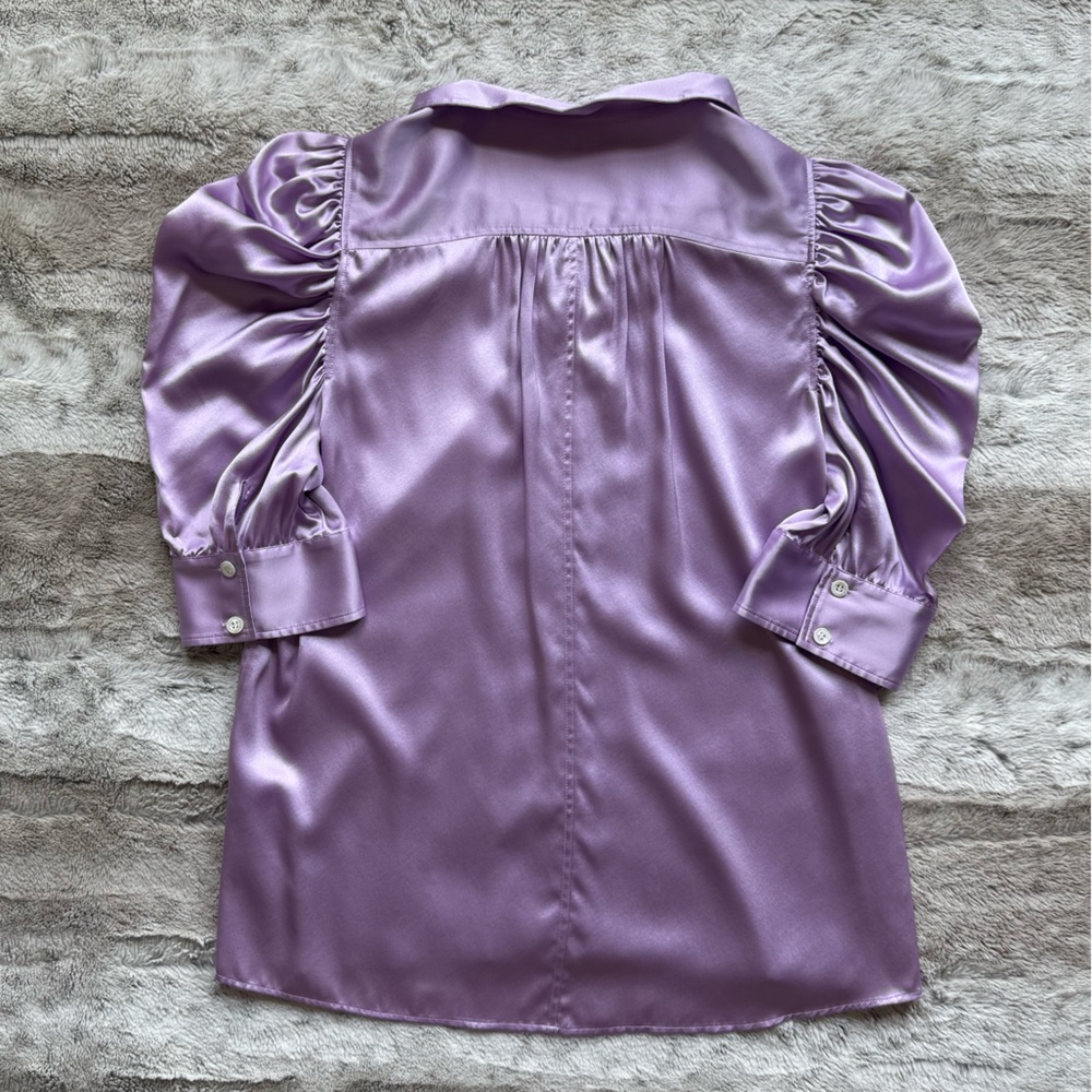FRAME Gillian Stretch Silk Blouse in Lilac Size S - Picture 8 of 16